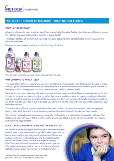 Nutricia Homeward Young Adult Fact Sheet 1
