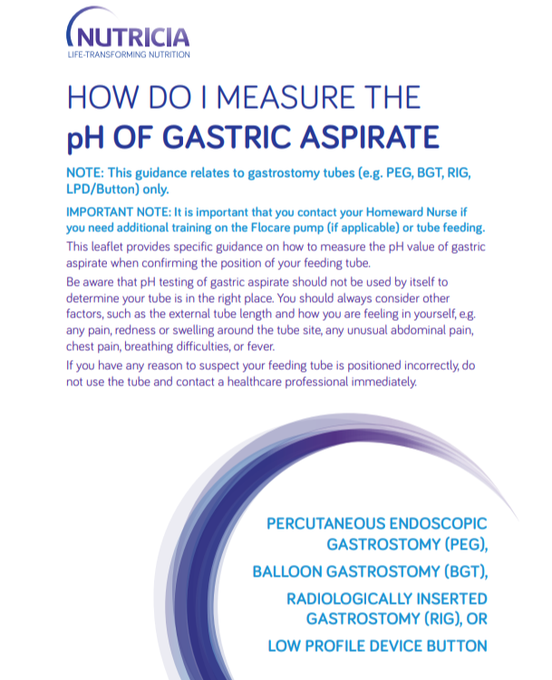 How do I measure the pH of gastric aspirate - adult advice sheet