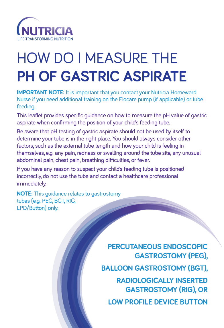 How do I measure the pH of gastric aspirate - paediatric advice sheet