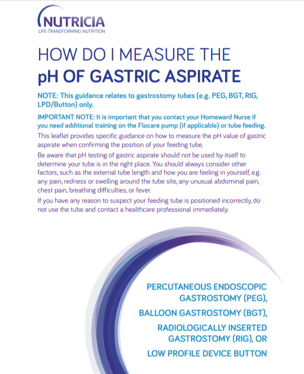 How do I measure the pH of gastric aspirate - adult advice sheet