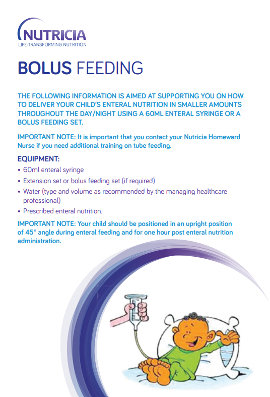 Bolus feeding peadiatric​ - advice sheet