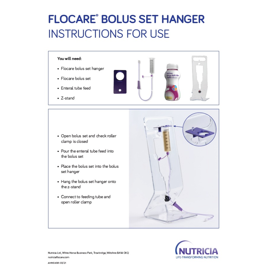 Flocare bolus set hanger - instructions to use