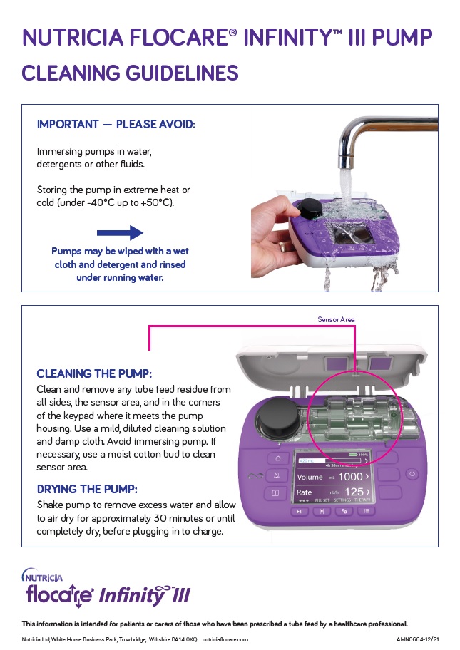 Flocare Infinity III cleaning instructions